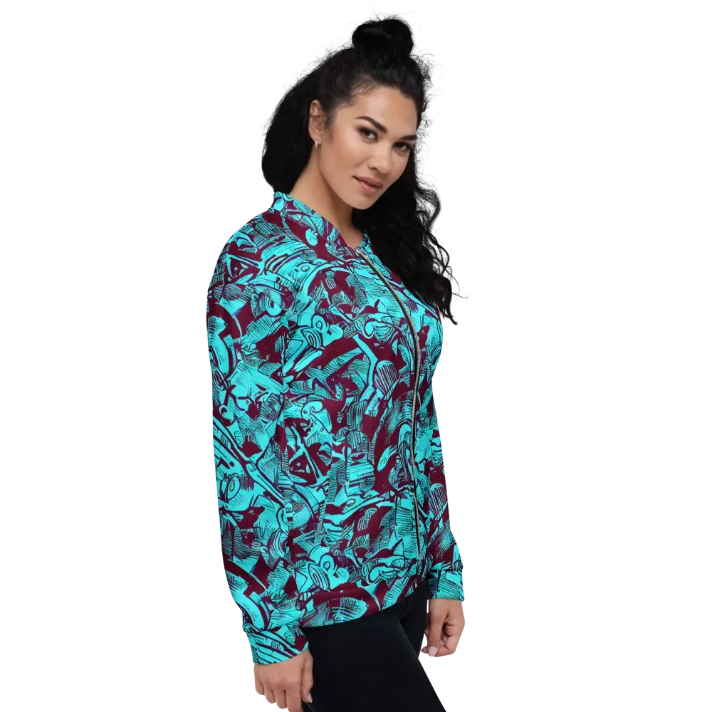 Burgundy Tropics on Bomber Jacket — Right