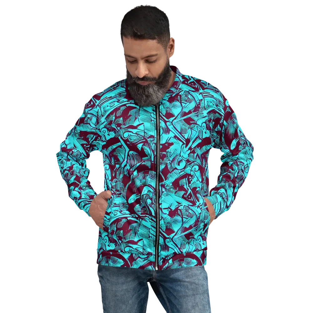 Burgundy Tropics on Bomber Jacket — Front