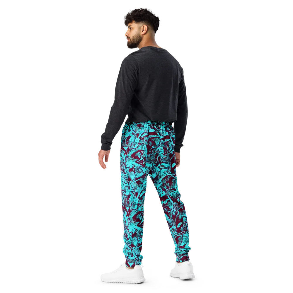 Burgundy Tropics on Men's Joggers — Back