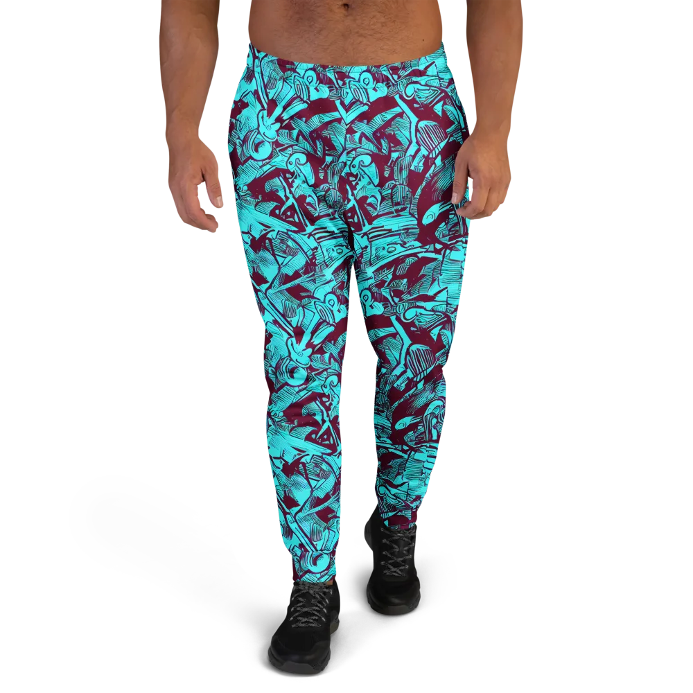 Burgundy Tropics on Men's Joggers — Front