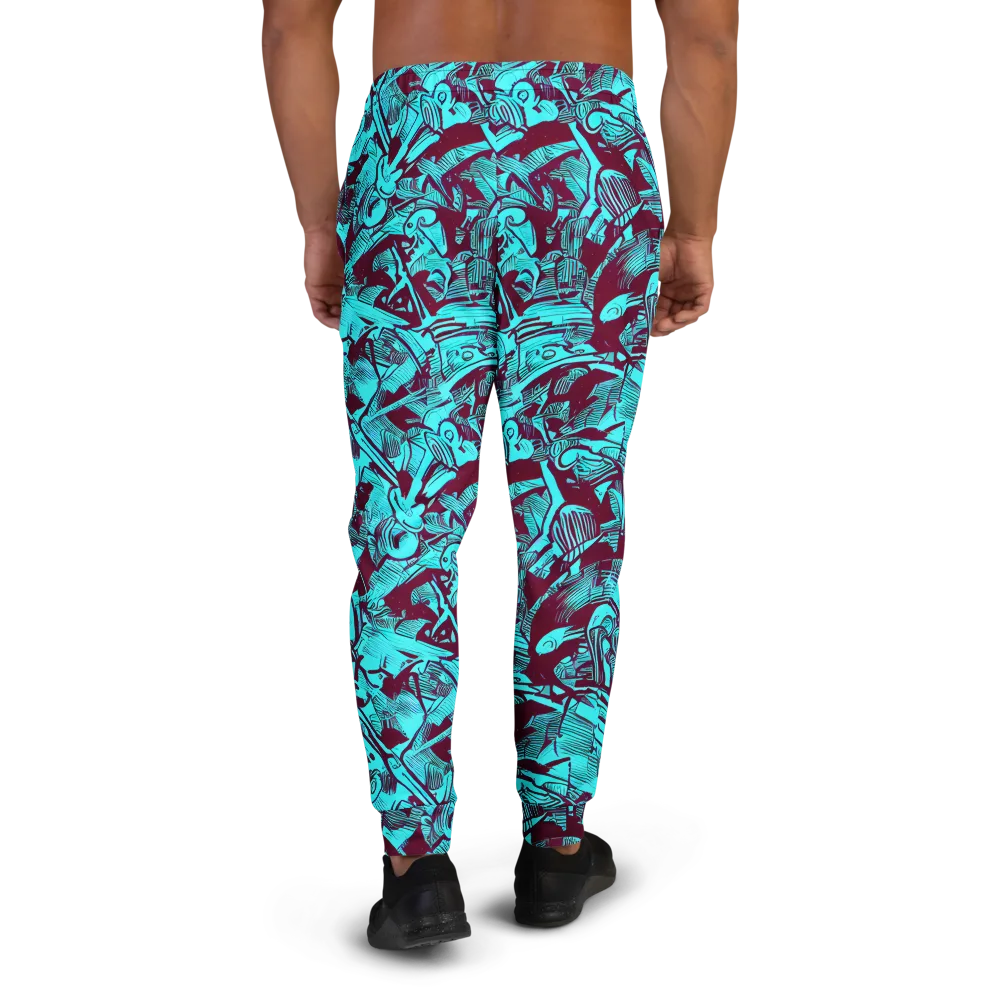 Burgundy Tropics on Men's Joggers — Back
