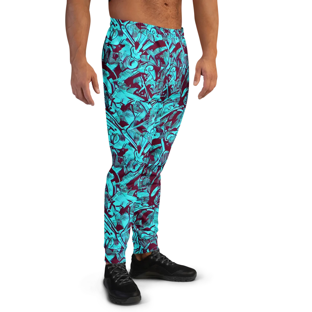 Burgundy Tropics on Men's Joggers — Right