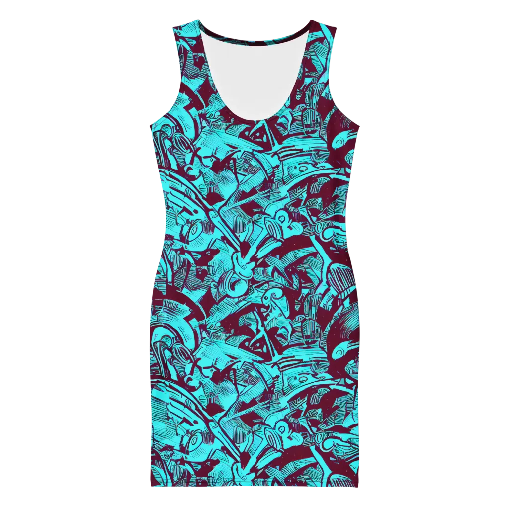 Burgundy Tropics on Bodycon Dress — Front