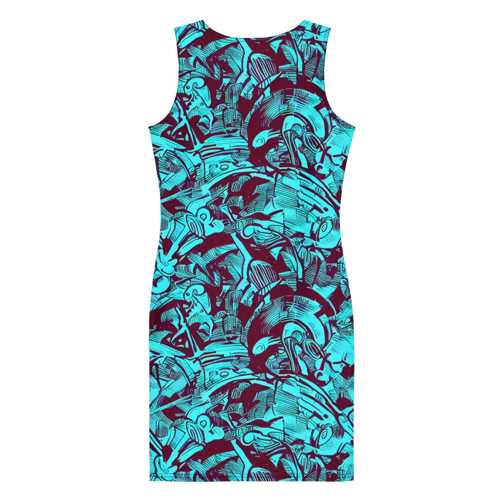 Burgundy Tropics on Bodycon Dress — Back
