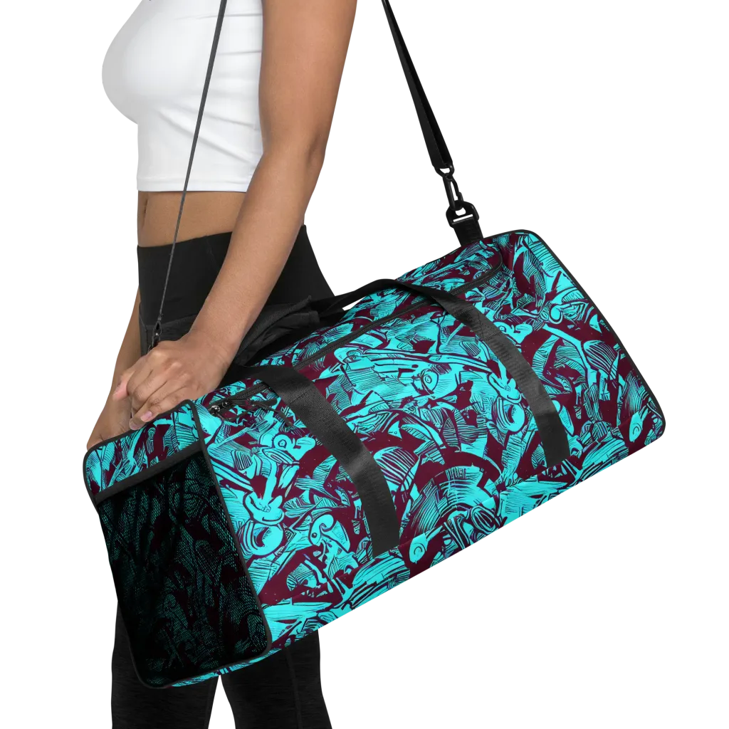 Burgundy Tropics on Duffle Bag — Front