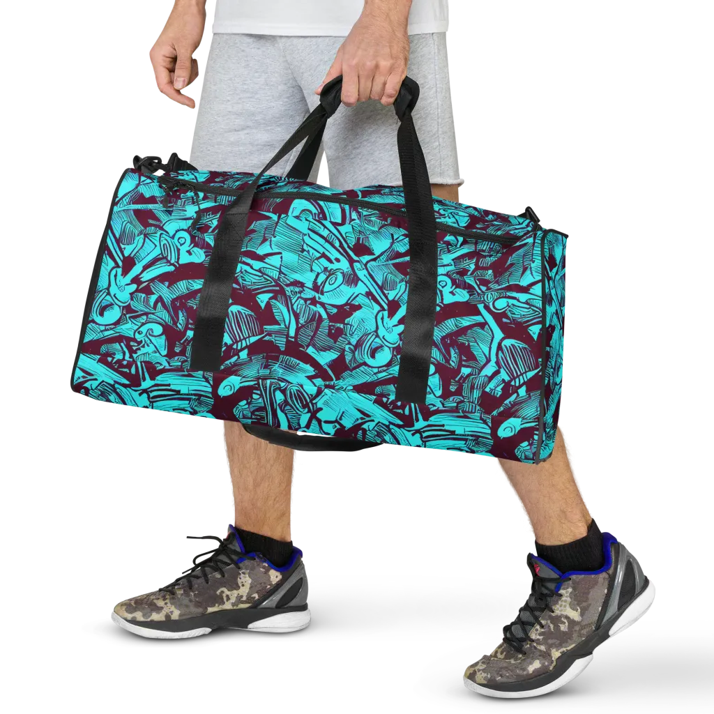 Burgundy Tropics on Duffle Bag — Front