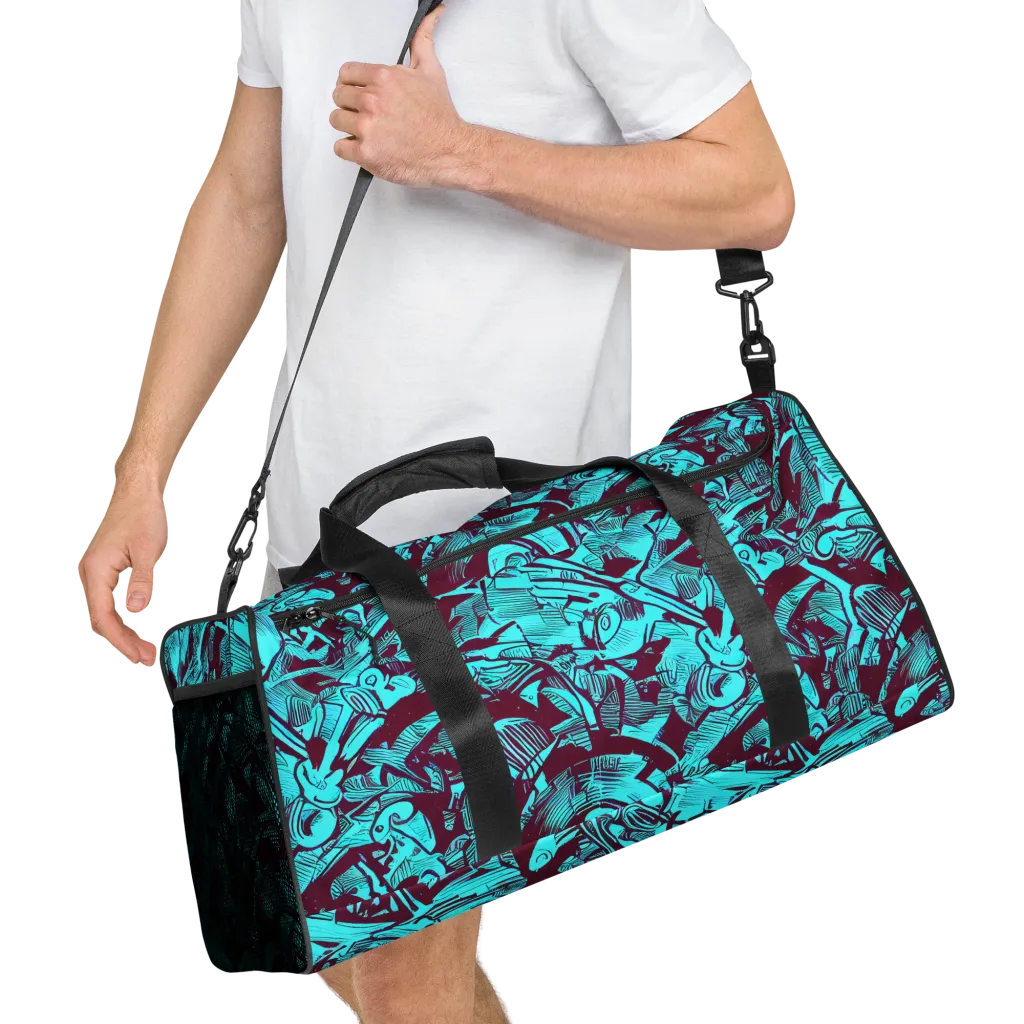 Burgundy Tropics on Duffle Bag — Right Front
