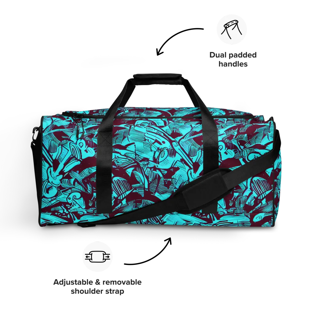 Burgundy Tropics on Duffle Bag — Front