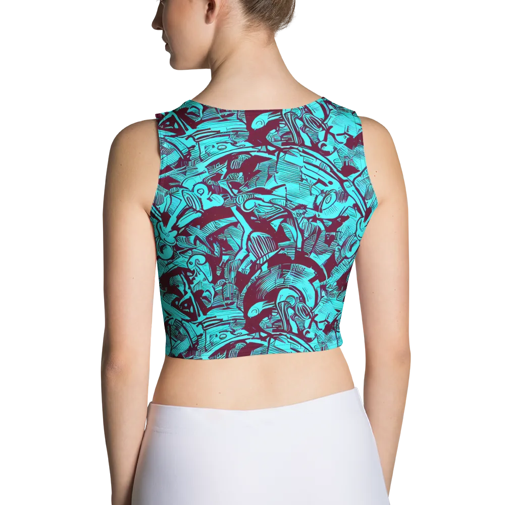 Burgundy Tropics on Crop Top — Back