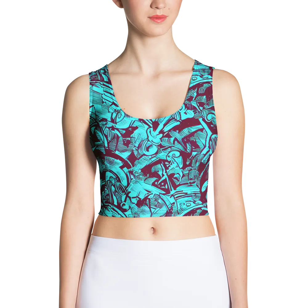 Burgundy Tropics on Crop Top — Front