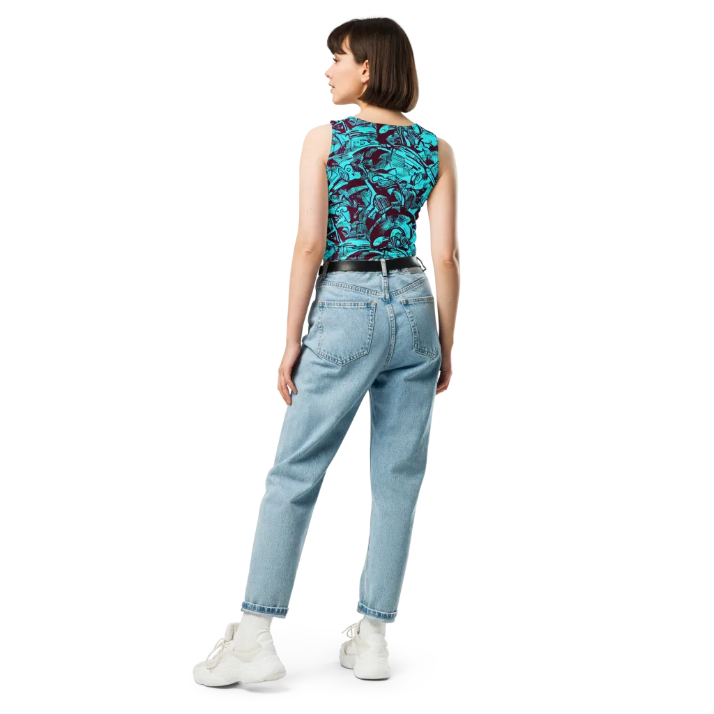 Burgundy Tropics on Crop Top — Back