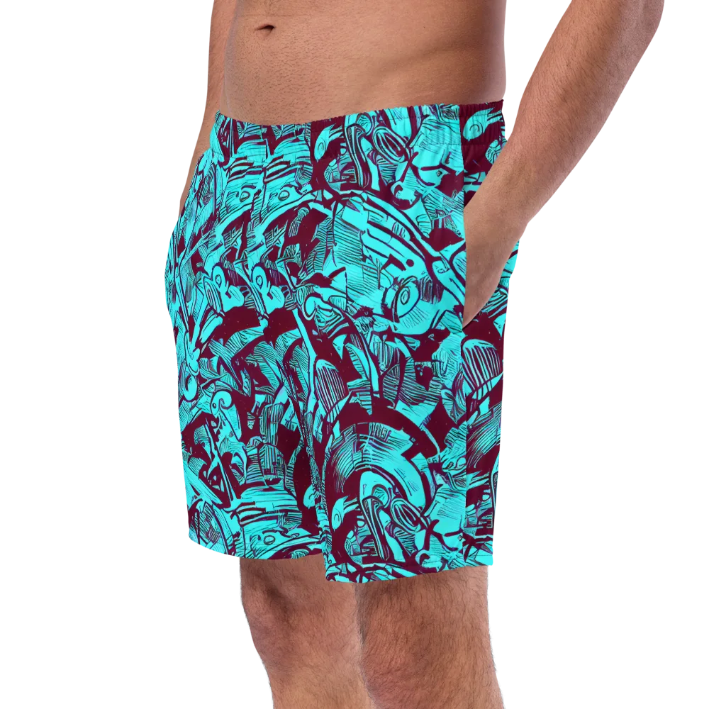 Burgundy Tropics on Swim Trunks — Left Front