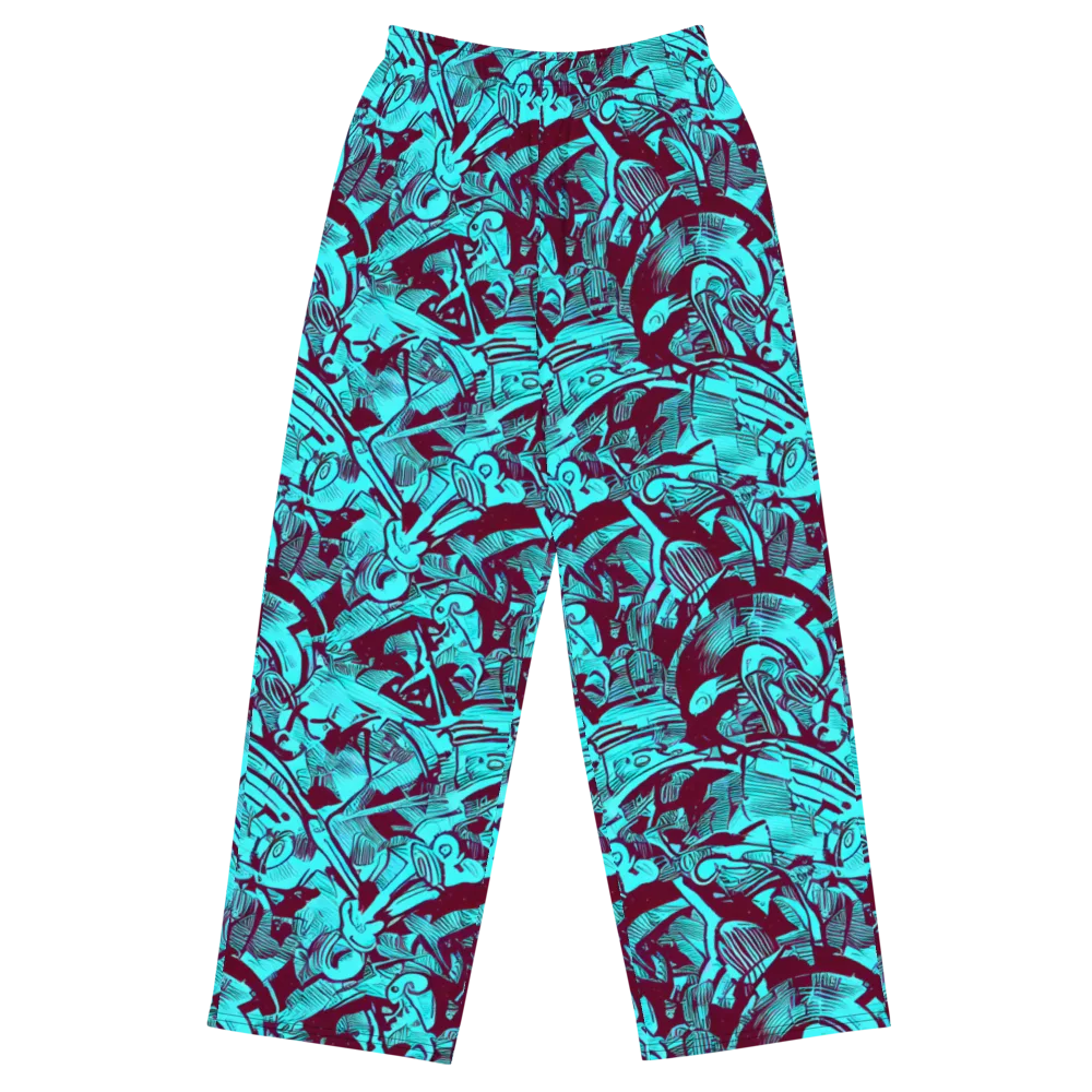 Burgundy Tropics on Wide-Leg Pants — Front