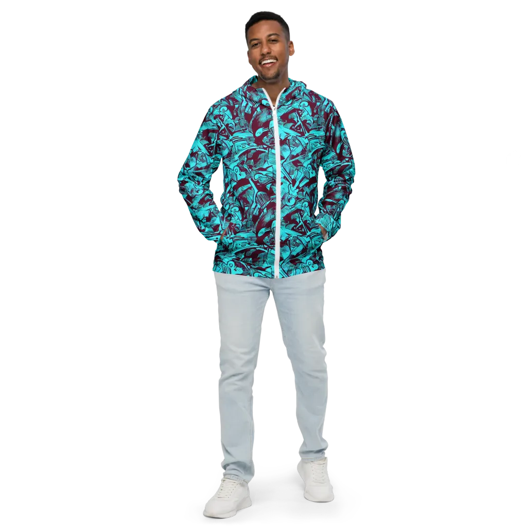 Burgundy Tropics on Men's Windbreaker — Front