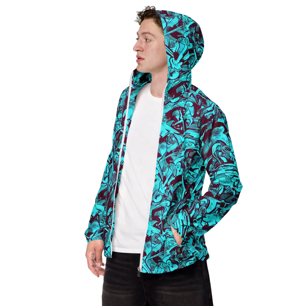 Burgundy Tropics on Men's Windbreaker — Left Front