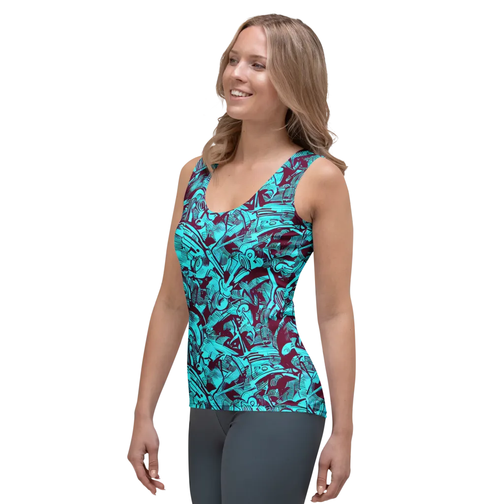 Burgundy Tropics on Women's Tank Top — Left Front
