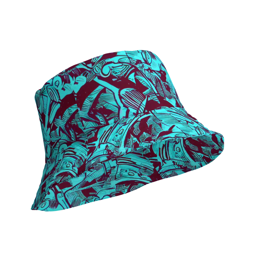 Burgundy Tropics on Reversible Bucket Hat — Product details Outside