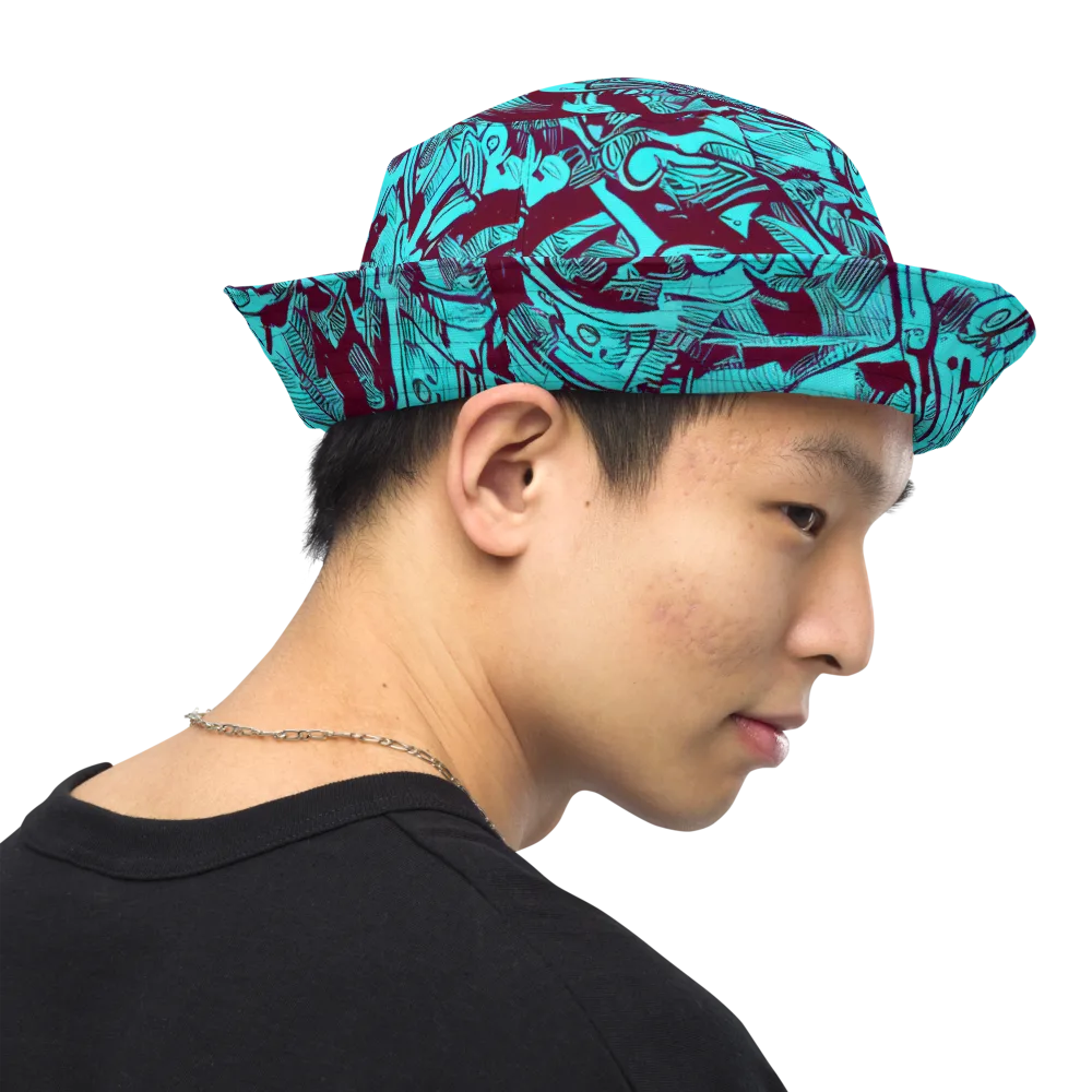 Burgundy Tropics on Reversible Bucket Hat — Right Outside