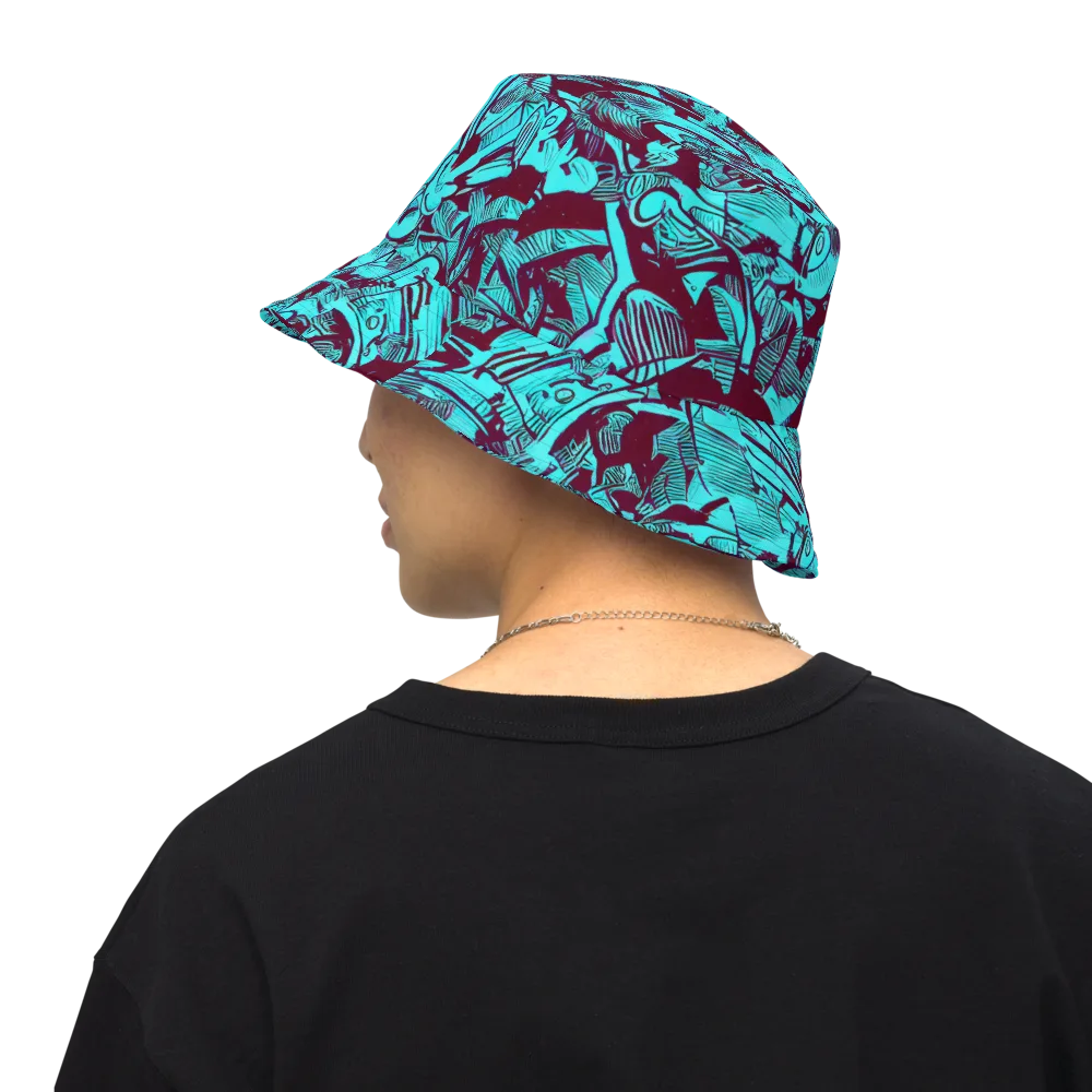 Burgundy Tropics on Reversible Bucket Hat — Back Inside