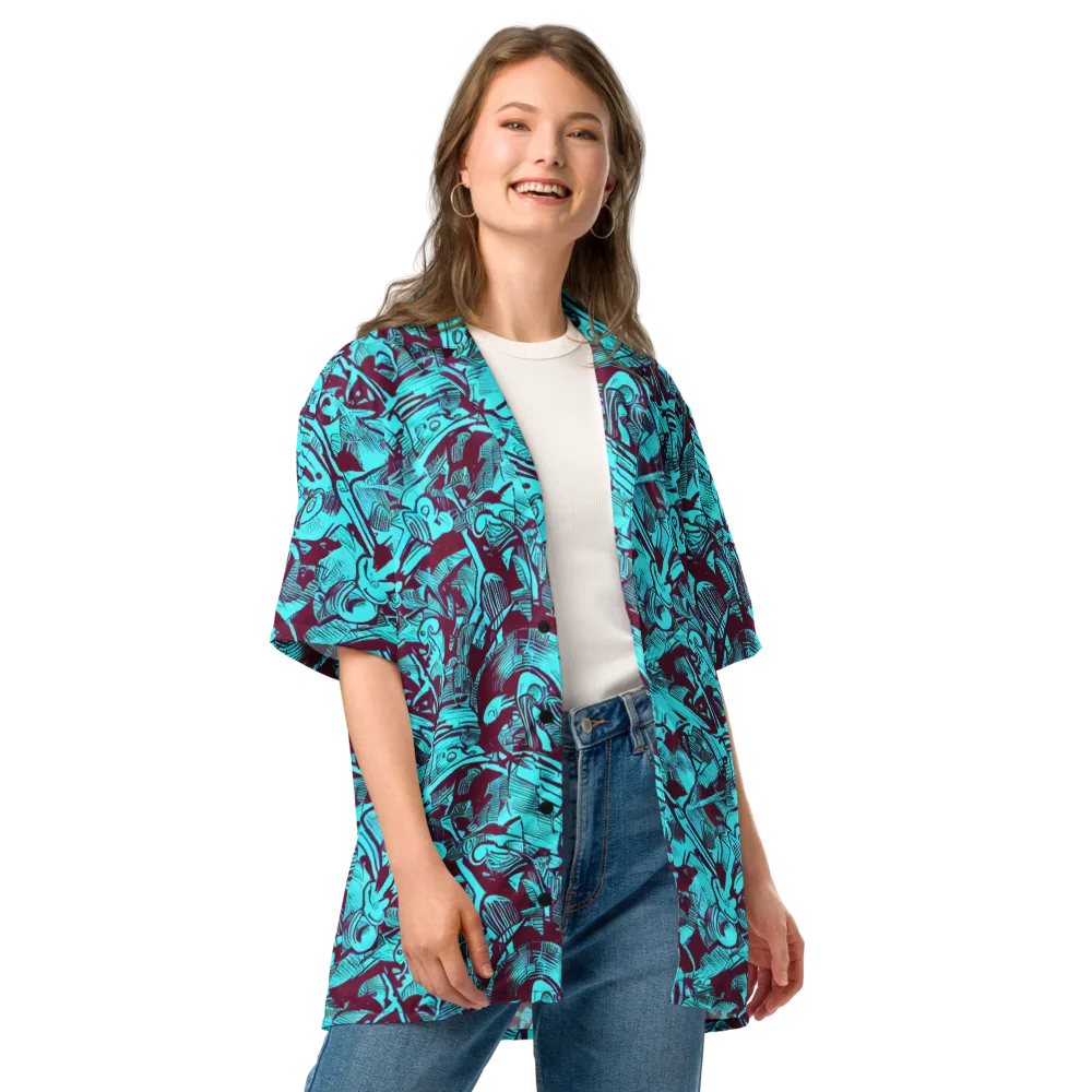 Burgundy Tropics on Button Shirt — Front