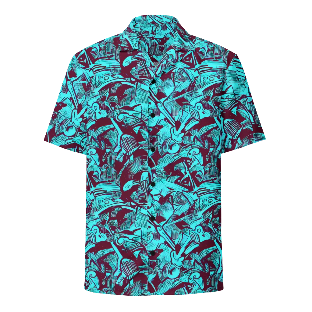 Burgundy Tropics on Button Shirt — Front