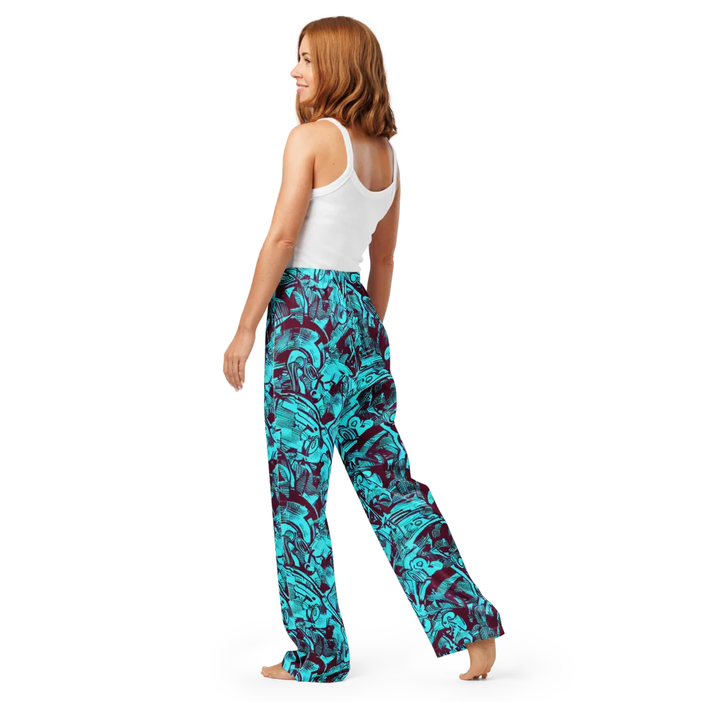 Burgundy Tropics on Women's Pajama Pants — Back