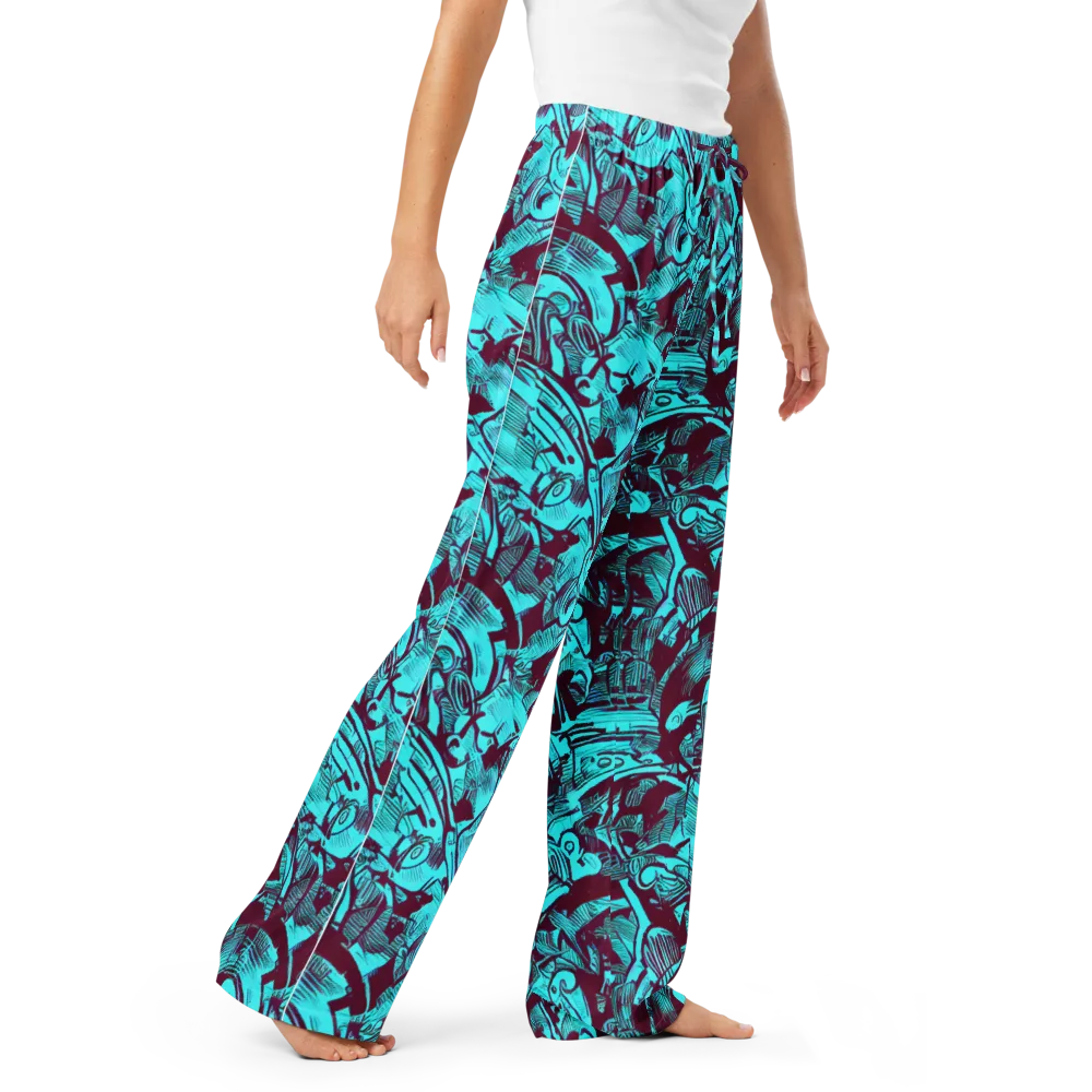 Burgundy Tropics on Women's Pajama Pants — Right Front