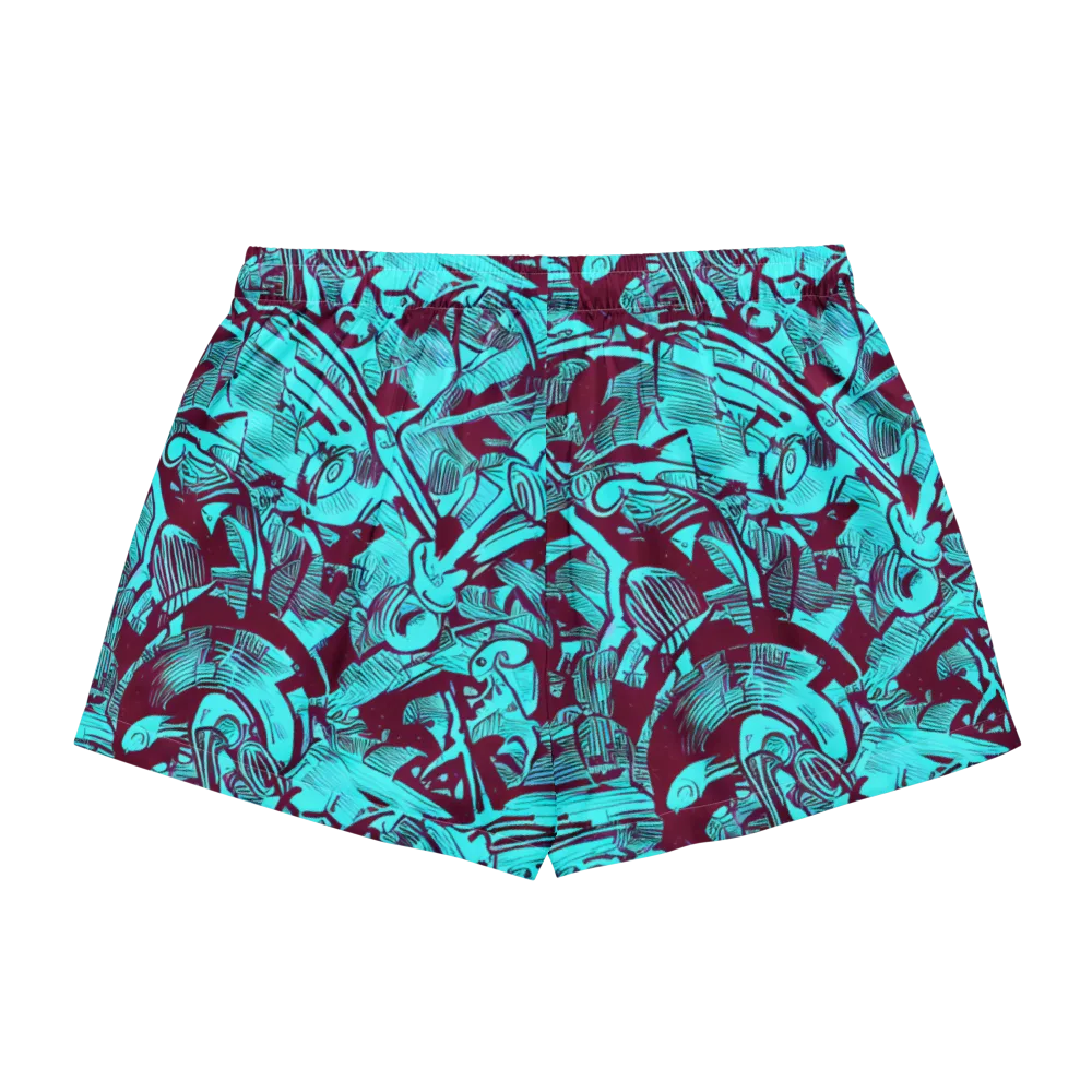 Burgundy Tropics on Women's Pajama Shorts — Back