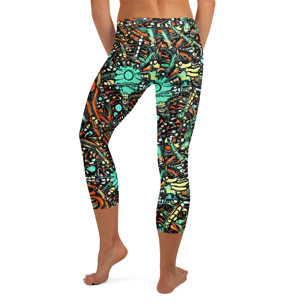 Neon Rumble on Capri Leggings — Back