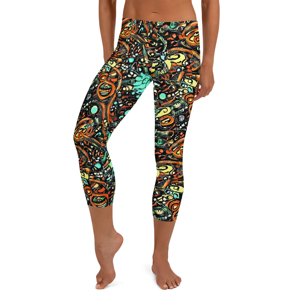 Neon Rumble on Capri Leggings — Front