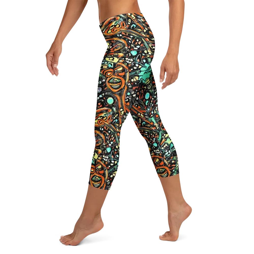 Neon Rumble on Capri Leggings — Left