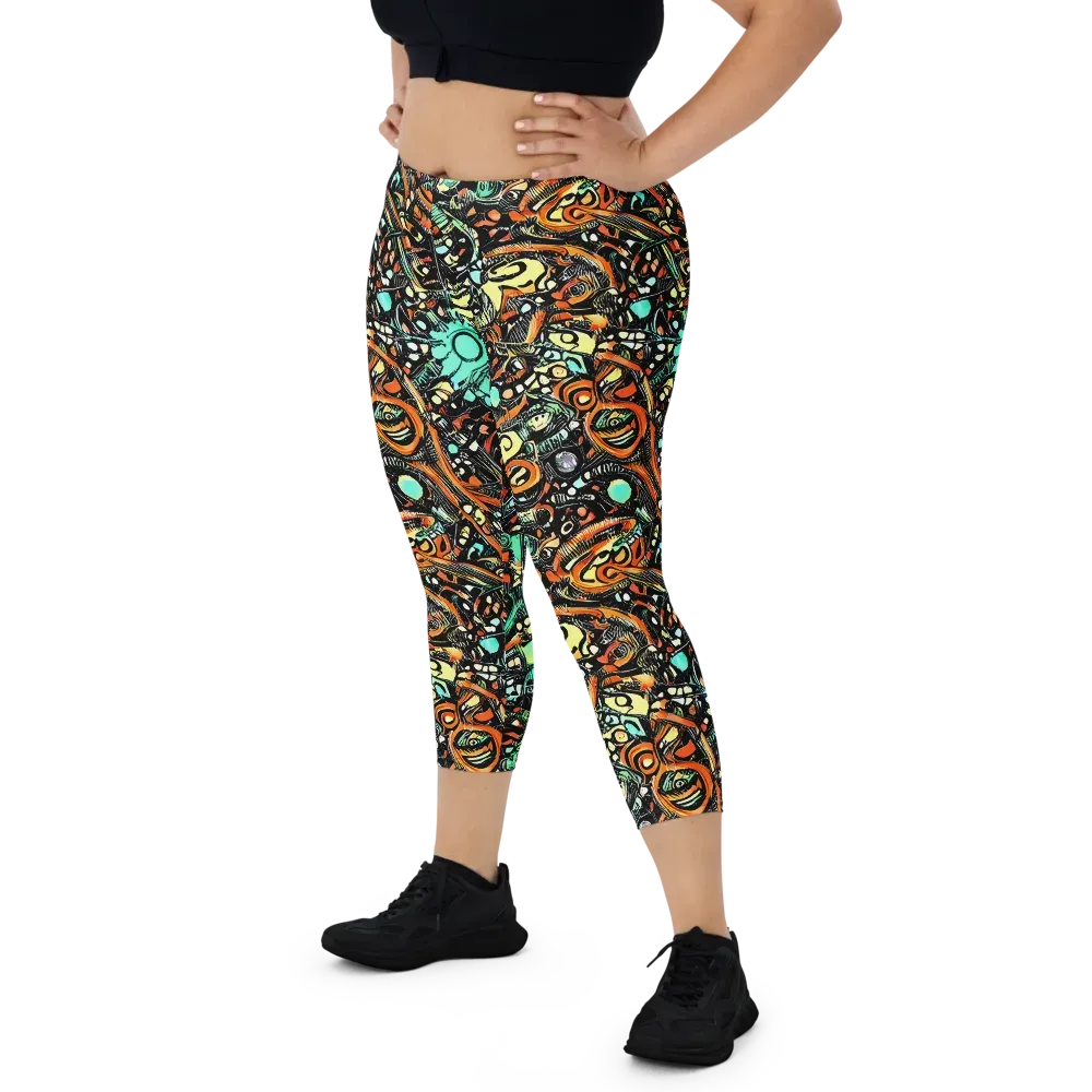 Neon Rumble on Capri Leggings — Front