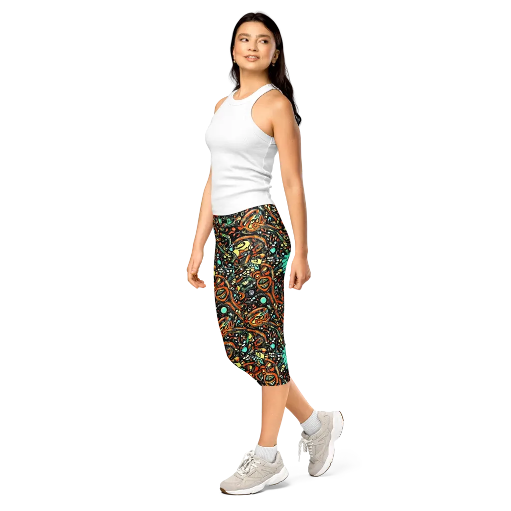 Neon Rumble on Capri Leggings — Left Front
