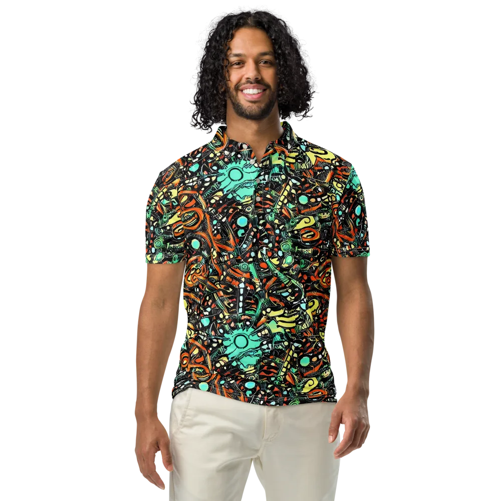 Neon Rumble on Men's Slim Fit Polo Shirt — Front