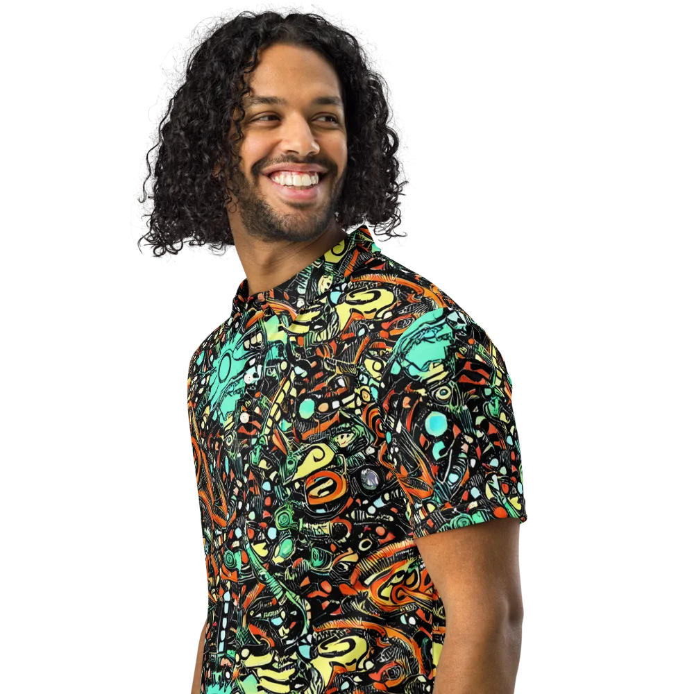Neon Rumble on Men's Slim Fit Polo Shirt — Left Front
