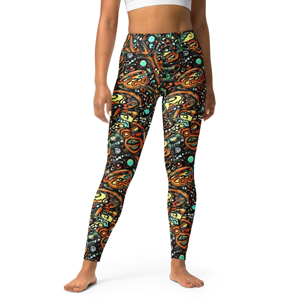 Neon Rumble on Yoga Leggings — Front