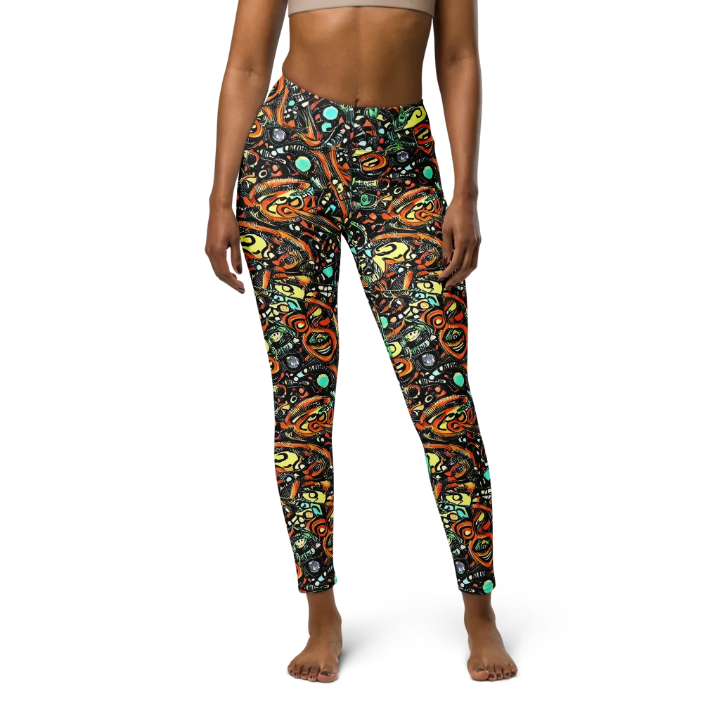 Neon Rumble on Yoga Leggings — Front