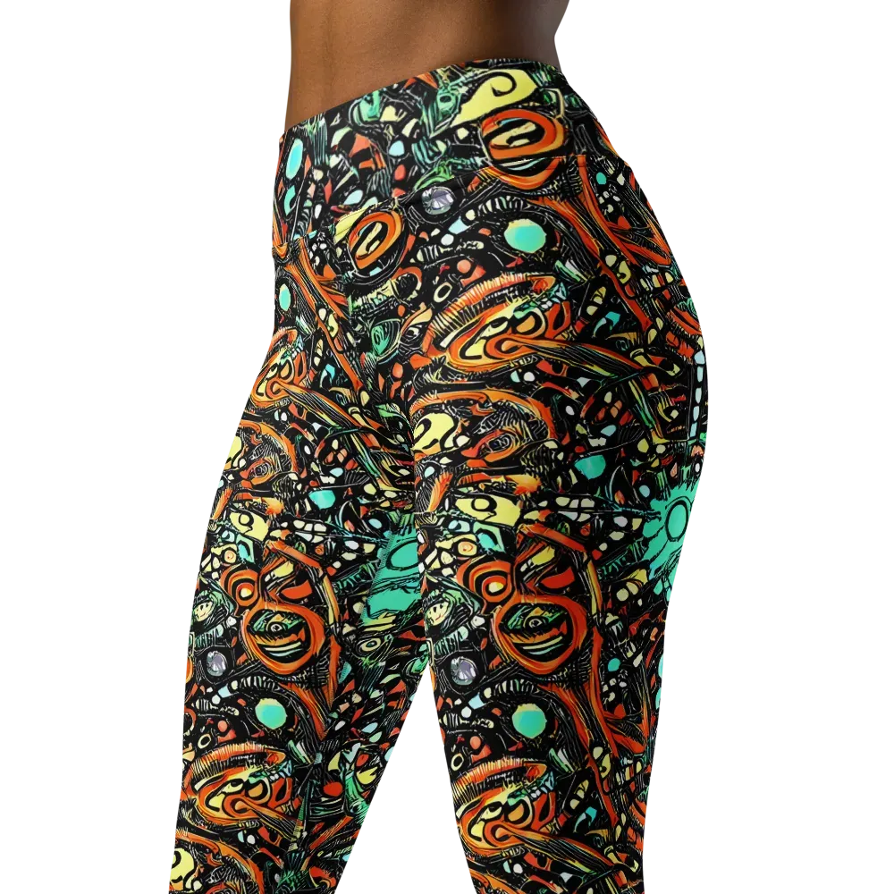 Neon Rumble on Yoga Leggings — Left Front