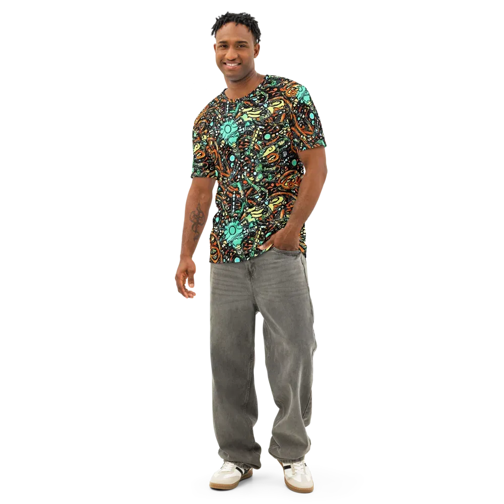 Neon Rumble on Men's Cotton Crew Neck T-Shirt — Front