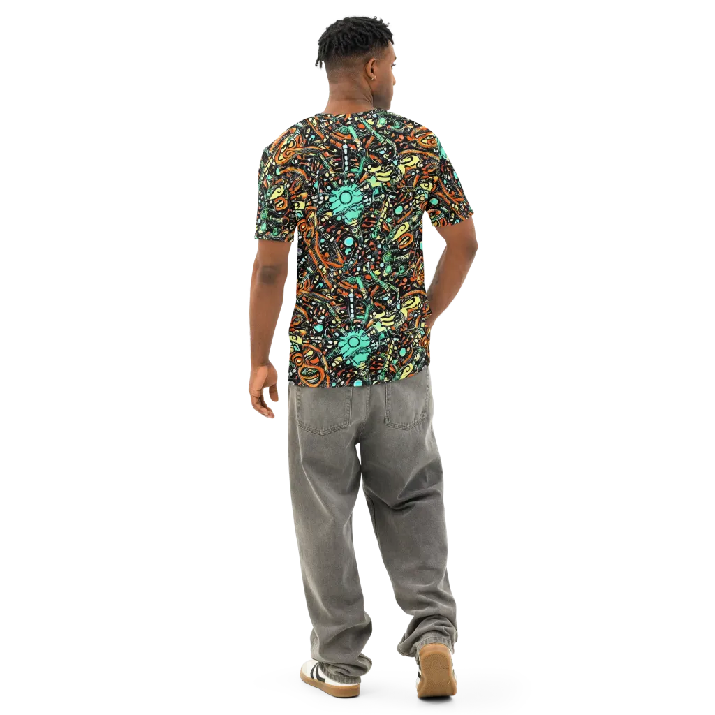 Neon Rumble on Men's Cotton Crew Neck T-Shirt — Back