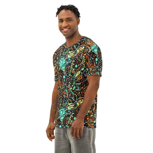 Neon Rumble on a Men's Cotton Crew Neck T-Shirt