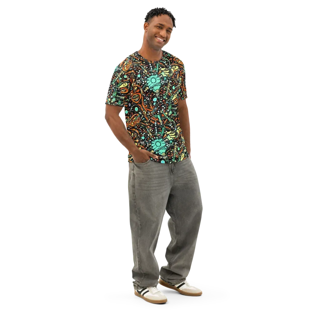 Neon Rumble on Men's Cotton Crew Neck T-Shirt — Right Front