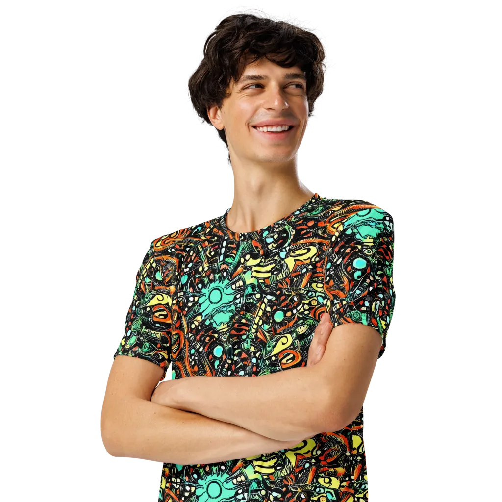 Neon Rumble on Men's Crew Neck T-Shirt — Left Front