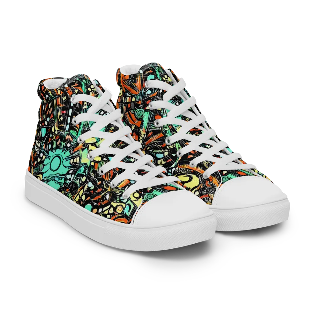 Neon Rumble on Men's High Top Canvas Shoes — Right Front