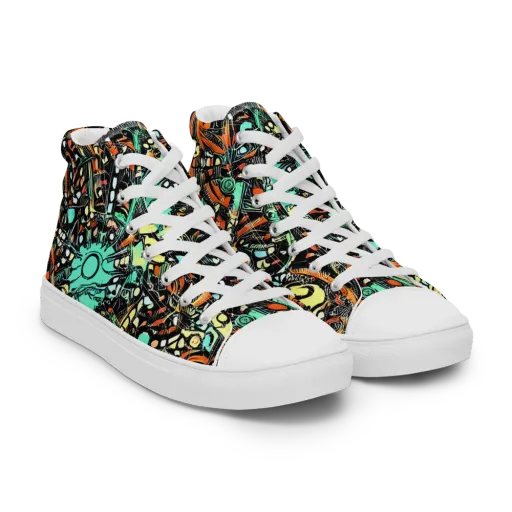 Neon Rumble on a Men's High Top Canvas Shoes