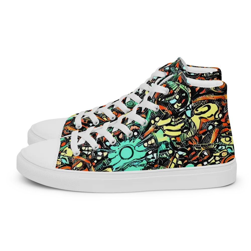 Neon Rumble on Men's High Top Canvas Shoes — Left