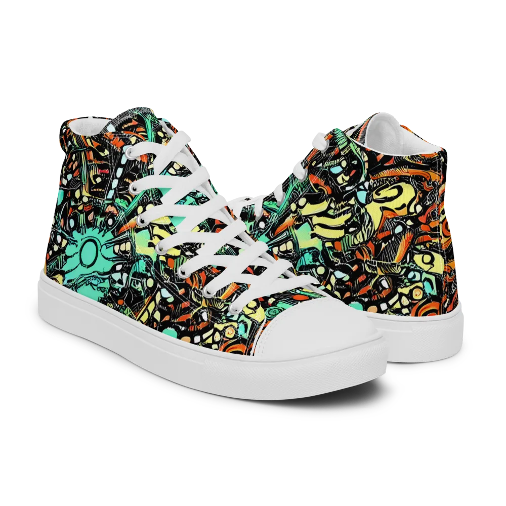 Neon Rumble on Men's High Top Canvas Shoes — Right