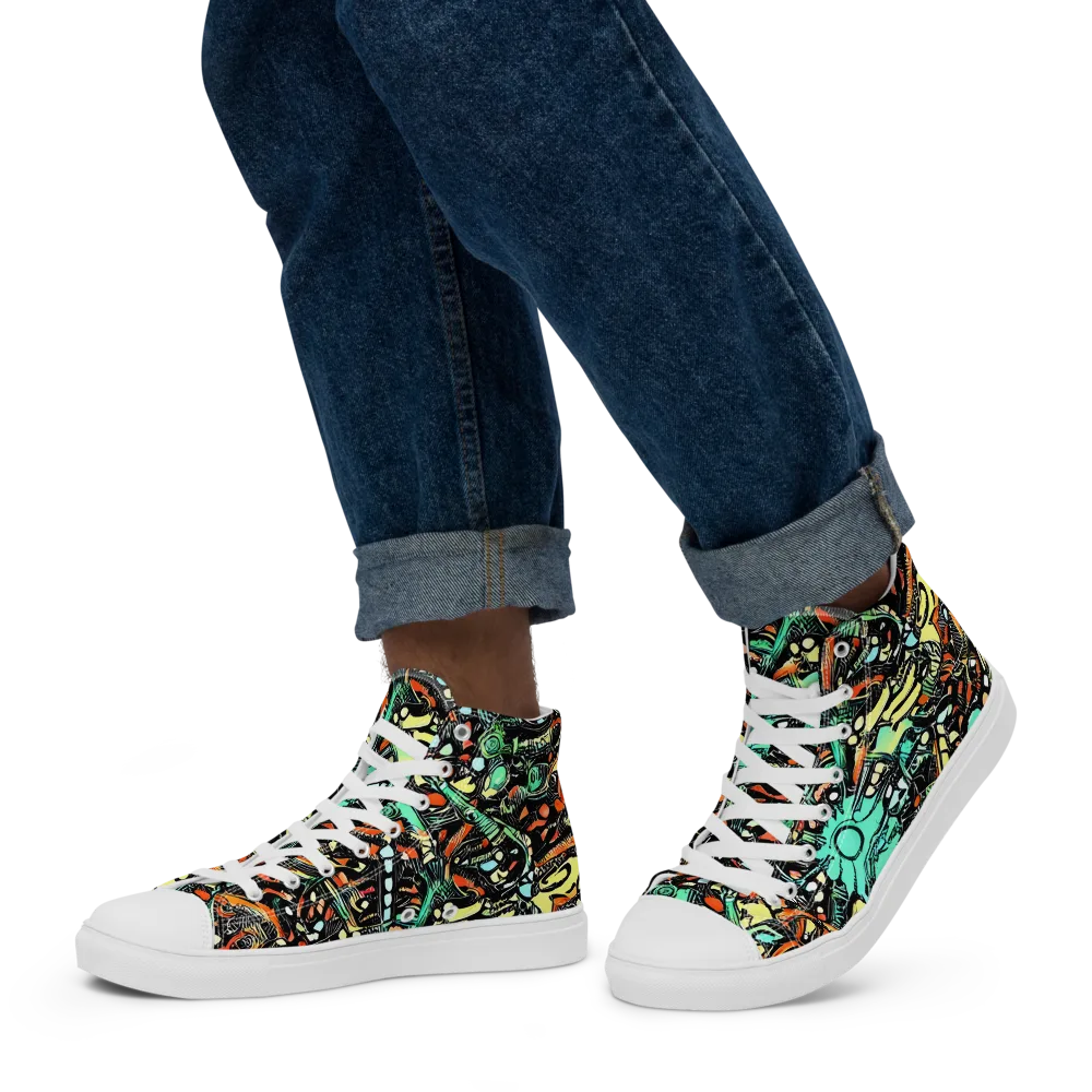 Neon Rumble on Men's High Top Canvas Shoes — Left
