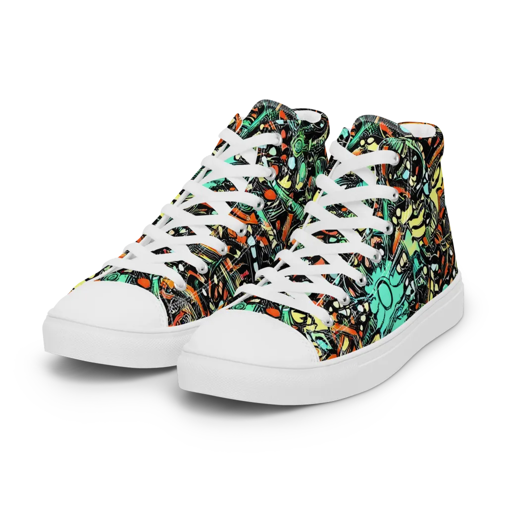 Neon Rumble on Women's High Top Canvas Shoes — Left Front