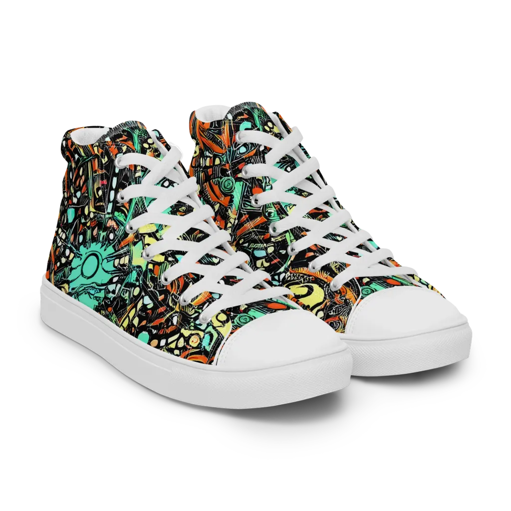Neon Rumble on Women's High Top Canvas Shoes — Right Front